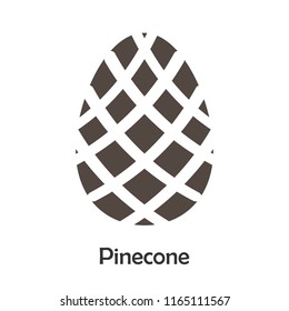 Pinecone in cartoon style, card with fruit for kid, preschool activity for children, vector illustration