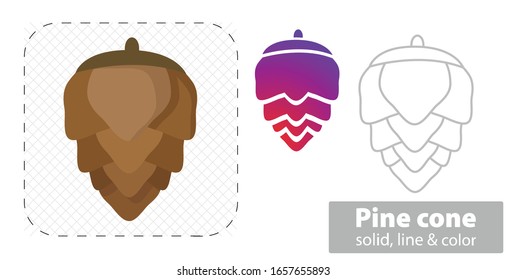 Pinecone in flat style on a white background