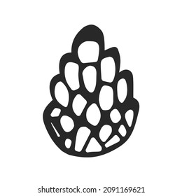 Pinecone. In a flat style. Outline on an isolated white background. Cone hand drawn. For icons, web design and app. Vector.