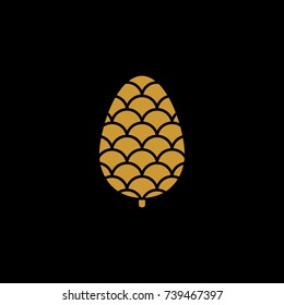 Pinecone flat vector icon on a black background