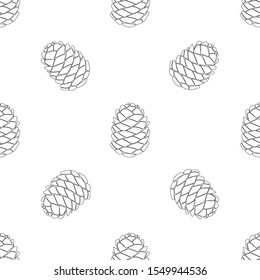 pinecone icon, logo, emblem. vector illustration. line style. seamless pattern