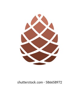 Pinecone Isolated Vector Icon Brown