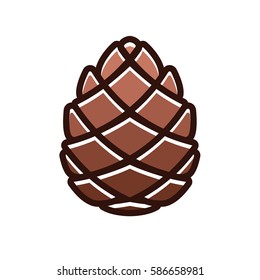 Pinecone Isolated Vector Icon Brown