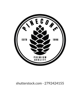 pinecone logo design concept vintage style with label circle