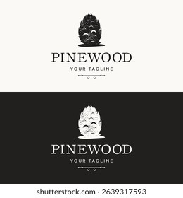 Pinecone logo design retro vintage vector illustration.