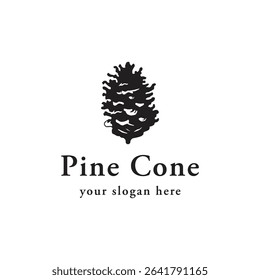 Pinecone logo design retro vintage vector illustration.