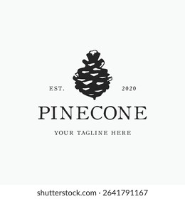 Pinecone logo design retro vintage vector illustration.