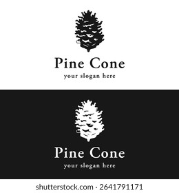 Pinecone logo design retro vintage vector illustration.