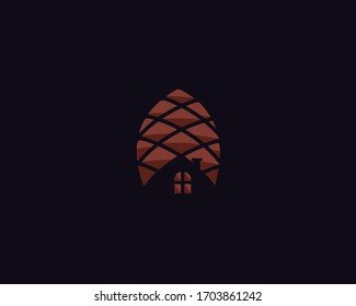 Pinecone Logo Shaped Vector House