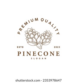 Pinecone Logo, Simple Minimalist Design Pine Tree Plant Template Vector Illustration