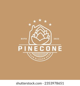 Pinecone Logo, Simple Minimalist Design Pine Tree Plant Template Vector Illustration