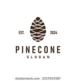 Logotipo Pinecone, Design minimalista simples Pine Tree Plant Template Vetor Illustration