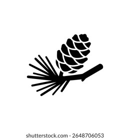 Pinecone on Branch View for Winter Nature and Outdoor Symbol