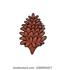 pinecone, open fir cone. Vector Illustration for printing, backgrounds, covers and packaging. Image can be used for greeting cards, posters, stickers and textile. Isolated on white background.