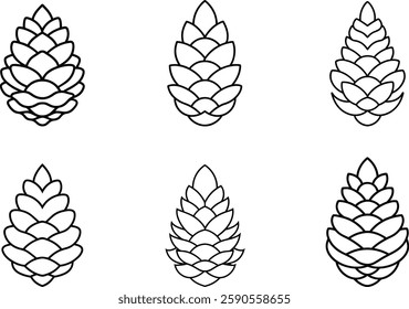 Pinecone Outline Vector Set – Minimalist Forest Illustrations