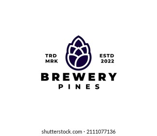 pinecone pine brewery logo concept. Vector illustration
