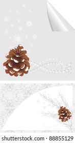 Pinecone with snowflakes. Backgrounds for design. Vector