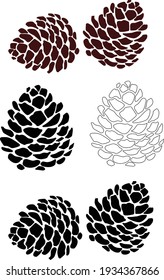 Pinecone vector set of illustrated isolated pine cones.