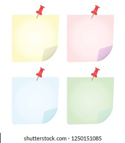 Pined empty note. vector illustration