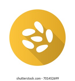 Pinenut flat design long shadow glyph icon. Vector silhouette illustration
