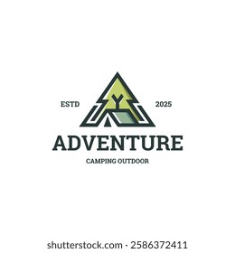 pines camping vector logo design