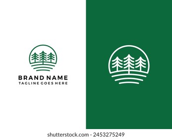 Pines evergreen logo concept icon vector template