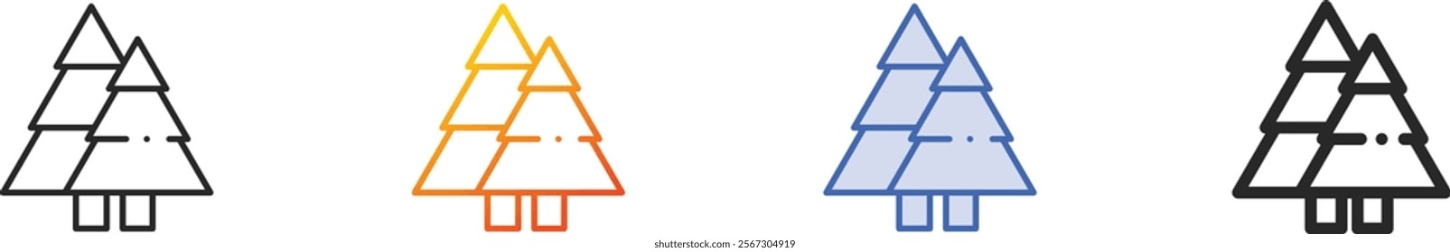 pines icon.Thin Linear, Gradient, Blue Stroke and bold Style Design Isolated On White Background