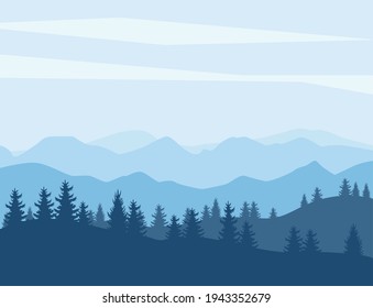 pines and mountains flat landscape