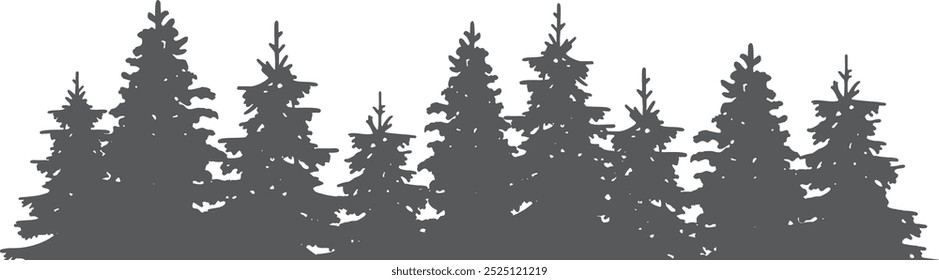 Pines silhouette. Forest background element. Nature shape