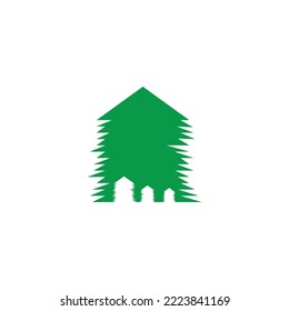 Pinien-Baum, geometrisches Symbol des Waldes, einfacher Logo, Vektorgrafik