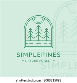pines tree logo line art simple minimalist template icon graphic design. pine symbol of nature with badge and typography