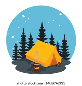 Camping Zone Guitar Compass Scene Stock Vector (Royalty Free) 1421173763