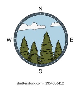 pines trees forest scene