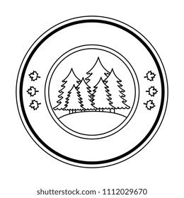 pines trees forest scene seal stamp