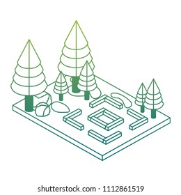 pines trees plants in the park scene isometric
