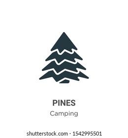 Pines vector icon on white background. Flat vector pines icon symbol sign from modern camping collection for mobile concept and web apps design.