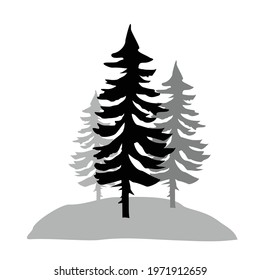 pines woods silhouette vector design