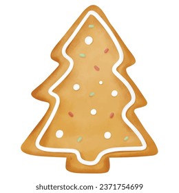 Pine-shaped cookies in watercolor style. Vector illustration