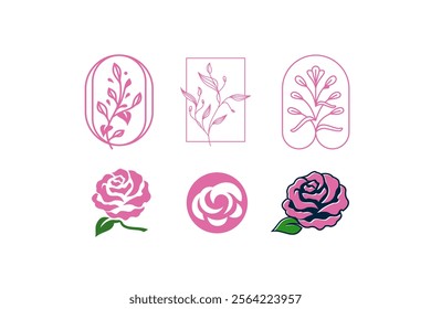 Ping flower logo design set