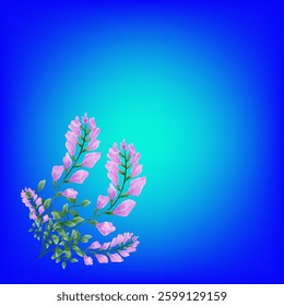 Ping flowers with blue and cyan gradient mesh abstract background nice for greeting card