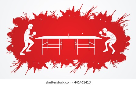Ping pong 2 player designed on splatter blood background graphic vector.