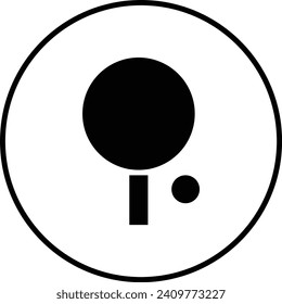 Ping Pong and Badminton icon black and whiite