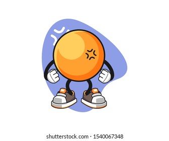 Ping pong ball angry cartoon. Mascot Character vector.