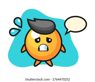 Ping pong ball cartoon with afraid gesture