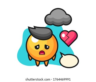 Ping pong ball cartoon is broken heart