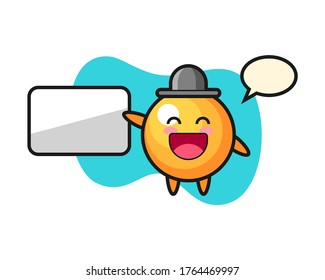 Ping pong ball cartoon doing a presentation