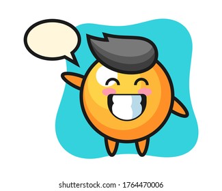 Ping pong ball cartoon doing wave hand gesture