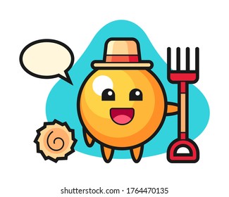 Ping pong ball cartoon as a farmer
