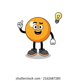 ping pong ball cartoon with get an idea pose , character design