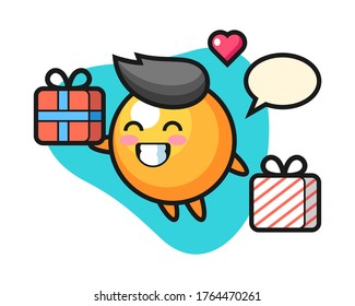Ping pong ball cartoon giving the gift